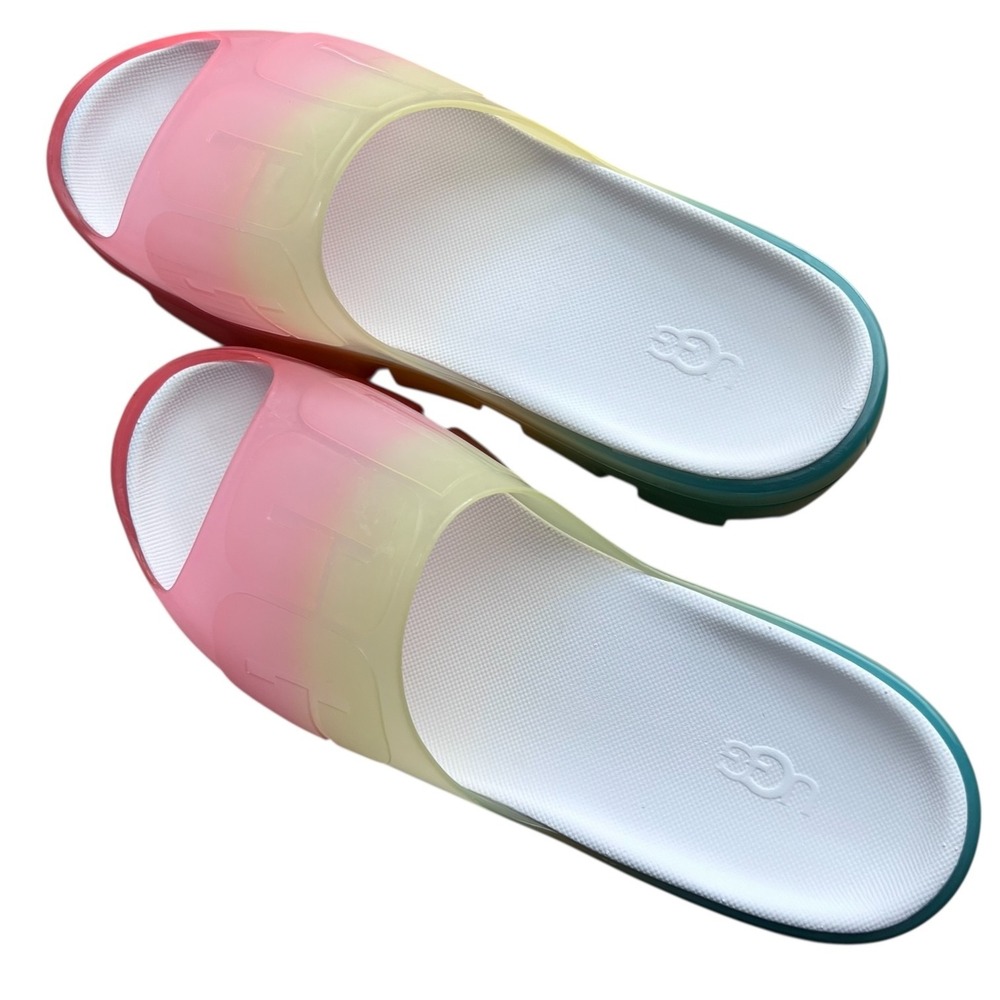 UGG Rainbow Jelly Slides Women’s 7 Watercolor Y2K‎ Pool Beach Slip On Sandals